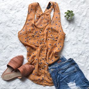 ⬇️$20 {Mine} Sheer Burnt Orange Polka Dot Tank